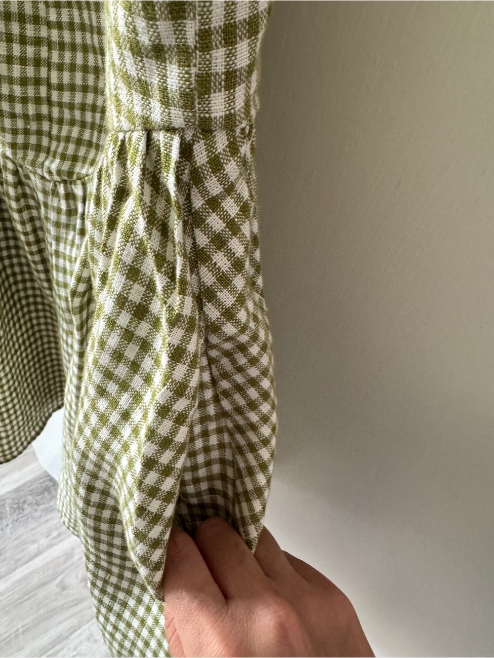 Reformation Daria Linen Dress Avocado Green Gingham Mini Dress Size 8 - Picture 8 of 9